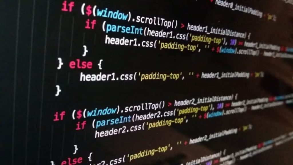 Close-up of JavaScript code on a screen